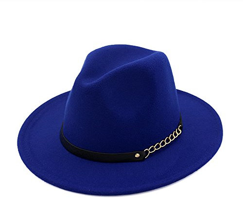 Chapeau Casquette Fédora Trilby Vintage Rétro Feutre Femme Filles Hiver Bleu Saphir