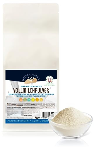 GOLDEN PEANUT Vollmilchpulver sprühgetrocknet 1 kg Trockenmilch Pulver Milch Backen Eiscreme Vorrat