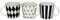 3er Set Porzellan Becher SCHWARZ weiß Service Geschirr Goldrand Kaffee Tasse Mug