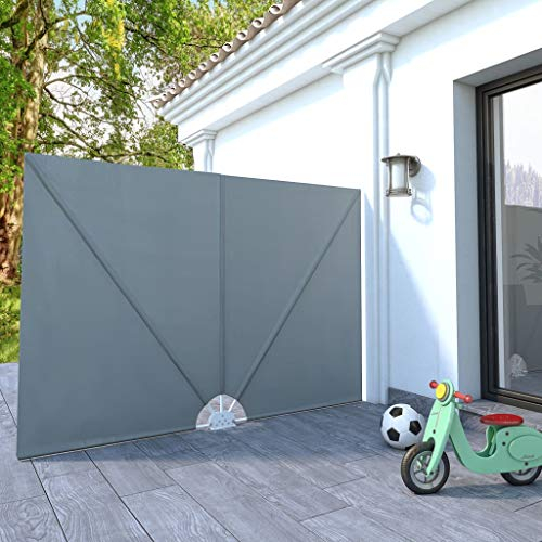 vidaXL Seitenfächer Terrasse 240x160cm Grau Balkonfächer Seitenmarkise Garten