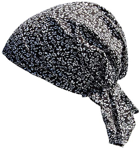Cool4 Sommer Kopftuch Strand Bandana Meer Beanie Sonne Sonnenschutz Mütze Chemo Cap A04 (Schwarz stark weiß geblümt)