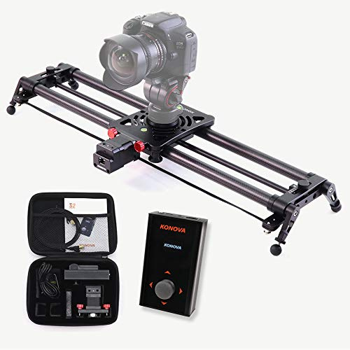 KONOVA Motorisé Slider P1 Series Carbone Slider Dolly with S2 for Parallax Panorama Shot Live Motion and Timelapse Supports Camera, Mobile Phone, DSLR, Mirrorless with Bag (80cm)