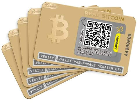 Ballet REAL Bitcoin, 24K Vergoldet - Cryptocurrency Physisches Wallet, für Bitcoin und andere Krypto-Währungen (5-Pack) Alte Verpackung