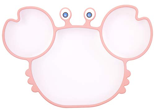 Assiette à pour Bébé Silicone, Plaque d'alimentation Antidérapante pour Tout-petits Les Enfants avec une Forte Aspiration, Adapté au Lave-vaisselle et au Four à micro-ondes