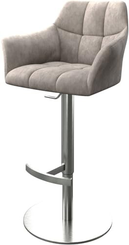 DELIFE Barstuhl Yulo-Flex Drehfuß höhenverstellbar Edelstahl Vintage Taupe