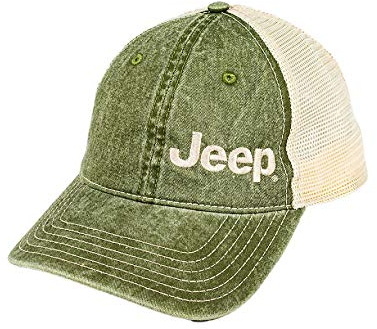 Jeep Garment Washed Trucker Hat - Drab Green