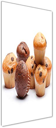 Tulup Glas-Bild Wandbild aus Glas - Wandkunst - Wandbild hinter gehärtetem Sicherheitsglas - Dekorative Wand für Küche & Wohnzimmer 50 x125 - Essen & Getränke - Muffins - Braun