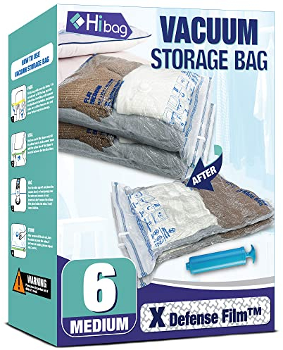 Vacuum Storage Bags Space Saver Bags, Pack Of 6, With Hand Pump (6 Medium)