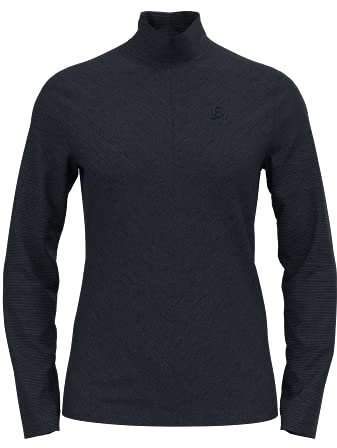 Odlo Damen Langarm Shirt mit Reißverschluss ROY, dark sapphire - black - stripes, XS