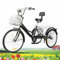 24 Zoll Dreirad Für Erwachsene 7 Geschwindigkeiten 3 Rad Fahrrad Dreirad mit Einkaufskorb und Rückenlehne Dreirad Trike Bike Radfahren für Erwachsene und Senioren Schwarz (Nicht Faltbar,2 Korb)