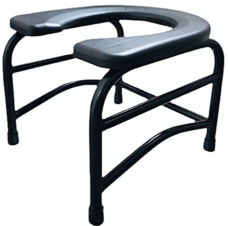 LJHSS Toilettenstuhl, Kommodenstuhl für Toilette, U-Camp-Toilettensitz, rutschfeste Gummispitzen Toilettenstuhl für Behinderte und Senioren (Color : Black, Size : 30CM)