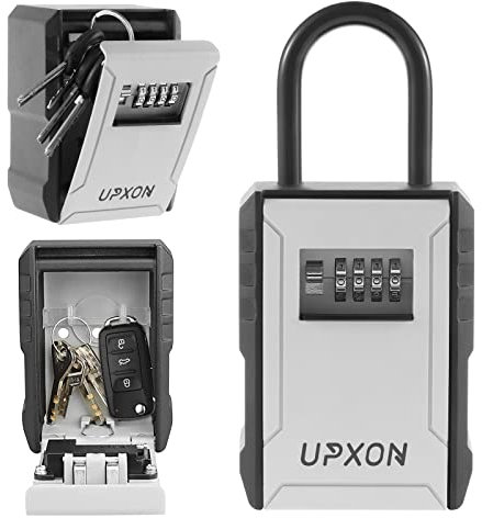UPXON Key Lock Box, Extra Large Key Storage Box with Resettable Code, 4 Digit Combination Lock Box for Car Keys, House Keys, Weatherproof Wall Mount Key Box for Home, Hotels, Airbnb, Schools 1 Pack