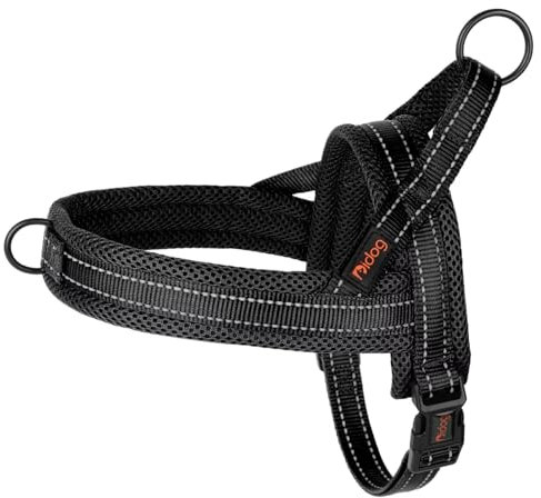 Didog Soft Mesh Padded Dog Vest Harness, Escape Proof/Quick Fit Reflective Dog Strap Harness,Easy for Walking Training (L:Chest 26-32, Black)