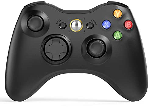 W&O Controlador inalámbrico compatible con Xbox 360 2.4 GHz Gamepad Joystick Controlador inalámbrico compatible con Xbox 360 y PC Windows 7,8,10,11 con receptor (negro)