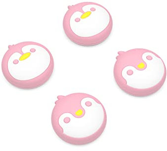 PlayVital Agarres para el Pulgar para ps5 Thumbstick Grip Caps para ps4 Mando Tapas de Agarre para Xbox Series X/S Tapas de Joystick para Switch Pro Control(Pingüino-Rosa Pálido)