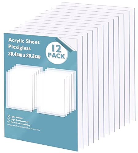 KAHEIGN 12Pcs Transparente Acrylplatten 25cm x 20cm Transparente Quadratische Plexiglas-Kunststoffplatten Acrylplatte mit Schutzfolie für Bilderrahmen, Display-Projekte, DIY Handwerk