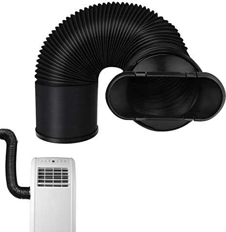Tuyau Evacuation Climatiseur Mobile,Tuyau D'évacuation d'air en PVC Flexible Kit Climatiseur Mobile,Avec Bouche Plate Connecteur Tuyau,(15CM Diamètre 150CM Longueur) (Le Noir)