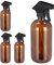 4 x Sprühflasche Glas, Füllmenge 500 ml, Set, nachfüllbar, Nebel & Strahl, Haarpflege, Reinigung, Zerstäuber, braun