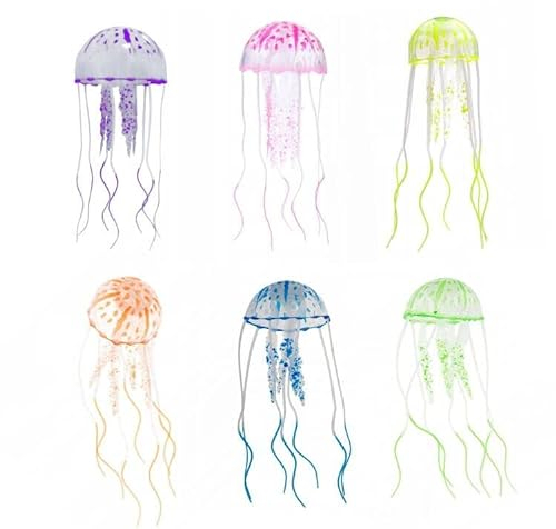 Aquarium Dekoration, Leuchtende Quallen, Künstliche Quallen, Aquarium Deko, 6PCS Glühende Aqua Ornaments, Glühende Jellyfish Ornament Dekoration für Aquarium Fisch Becken,Fisch Tank Glühende Ornament