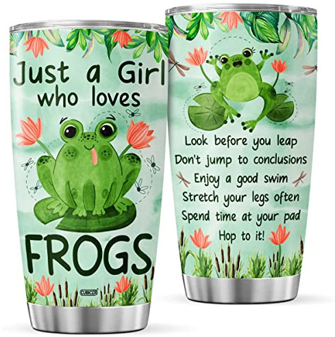 CUBICER Green Frog Tumblers Coffee Women Stainless Steel Tumbler 20 Oz Cup Mug Funny Insulated Travel Mugs Gifts For Frog Lovers Women Birthday Kitchen Accessories Supplies