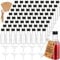 Lot de 72 Mini Bouteilles d'Alcool Vides en Plastique - 30 ml Avec Bouchon Noir, 10 Entonnoirs, 72 Étiquettes et Cordes - Pour Mariages et Fêtes