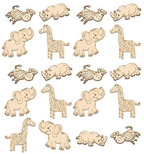 SEWACC 40 Unfertige Holzausschnitte Tiere Holzfarbe Handwerk Holzformen Scheiben Für DIY Handwerk Tisch Konfetti Kinder Wohnkultur