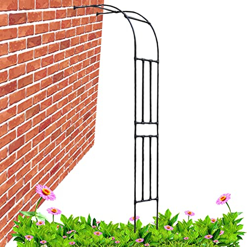 Rosenbogen Garten Halbbogen Hoch 240cm Metall Torbogen Rankhilfe Stabiles Rankbogen Rosen Bogen Für Kletterpflanzen Schwarz(150x240cm/4.9x7.9ft)