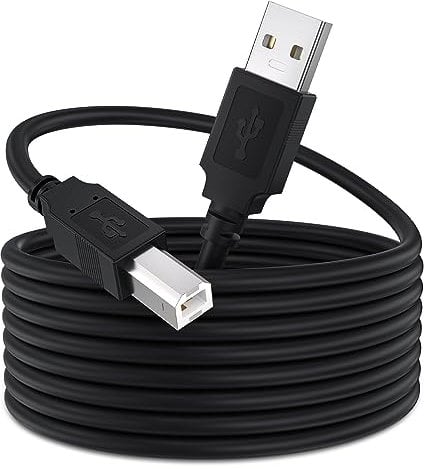 VOSGA Cable de impresora USB 2.0 de 8 m, USB 2, conectores de alta velocidad, cable de escáner USB 2.0, cable de datos tipo A macho a B macho (8 m, negro)