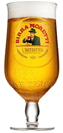 GarageBar | Birra Moretti Glass | Pint Stemmed Chalice Beer Glass | Official Merchandise | Comes with 2x Beer Drip Mats (1, Pint)