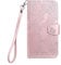 Nbziyoo Phone Case for iPhone 13 Pro,the Butterfly Tree Embossed PU Leather Wallet Flip Case with Card Holder,Wrist Strap,Magnetic Closure Shockproof Kickstand Cover Case, Pink