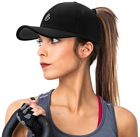 Gisdanchz Basecap Damen Baseball Cap mit Pferdeschwanz Performance Cappy Frauen Tennis Running Cap Damen Uv Schutz Kappe Laufcap Laufmütze Schildkappe Sonnenschutz Kappen Damen Sommer, Schwarz