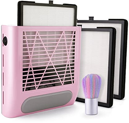 ZUZUXIA 80W Nail Dust Collector for Acrylic Nails with 2 Reusable Filters & 1 Brush, Low Noise Powerful Nail Vacuum Fan Vent Duster Collector Extractor Suction Cleaner for Home Salon Use