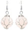 Boucle d'oreille Pierre, Boucles d'oreilles Pendantes en Quartz Rose Naturel avec Enroulement De Fil Arbre De Vie Pendentif Rond Pendantes Boucles d'oreilles Crochet Équilibre en Cristal Chakra Bij