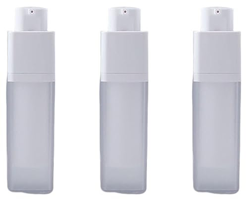 LJJCSFF 3pcs Square Essence Dispensers Frosted Airless Pump Bottles Plastic Refillable Empty Pump Bottles For Foundation Cream Lotion Pump Bottles 30ml