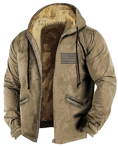 TIMELYE Jacken Wolle Snowboardjacke Herren Lang Skijacke Herren Schwarz Mit Abnehmbarer Kapuze Gürtel Softshelljacke Herren Socken Herren 39-42(Khaki,L)