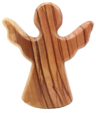NyxSeat 1 Stück Schutzengel aus Holz, Engel stehend, Olivenholzengel, Engelmodell, Tischdeko, handgefertigte Engelsfigur
