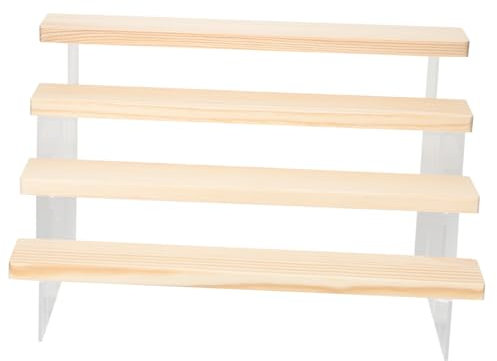 PRETYZOOM Acryl Erhöhungsständer 4-stöckig mit Holz, Transparenz