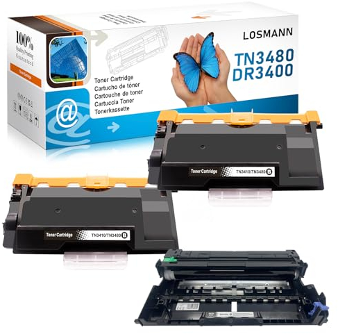 LOSMANN 2X Toner und 1x Trommel Kompatible für Brother TN3480 TN3430 DR3400 HL-L5000D HL-L5100DN HL-L5200DW HL-L6400DW HL-L5200DWT MFC-L5750DW MFC-L5700DW MFC-L5800DW MFC-L5850DW MFC-L6900DW (3 Pack)
