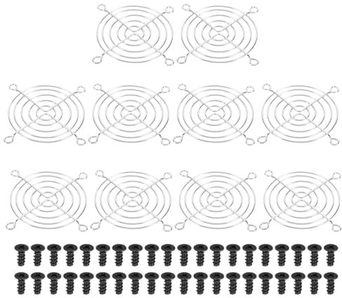 PATIKIL 70mm Fan Grill with Screws, 10 Pack Chrome Plated Iron Frame Ventilator Grill Protector Mesh Dustproof Case Cover for Computer PC, Silver Tone