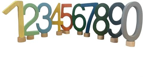 Zahlenstecker 0-9 Jungs Geburtstagsstecker Zahlen Holz bunt Grau-Pastellgelb-Mint-Hellblau-Gelb-Orange-Grün-Blau-Dunkelgrün-Dunkelblau Deko Zubehör für Geburtstagszug Geburtstagsring Geburtstagstisch
