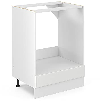Vicco Herdumbauschrank R-Line, Herdschrank, Weiß Landhaus/Weiß, 60 cm, AP Marmor