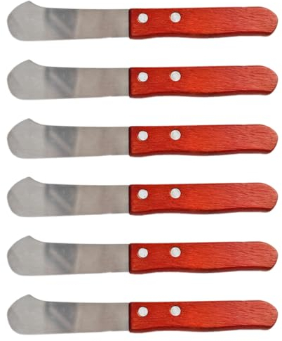 Acan Tradineur - Pack de 6 espátulas de Untar, Hoja de Acero Inoxidable y Mango de Madera, esparcidor de Mantequilla, Cubiertos de Cocina, Apto para lavavajillas - 17 cm