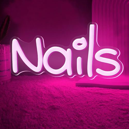 Neon Light Sign Nails Aesthetic Design Neon Signs For Bedroom for Wall Decor Led Neon Signs Light, Neon Personalized Sign for Bedroom Home Game Room Bar Salon Birthday Party Business