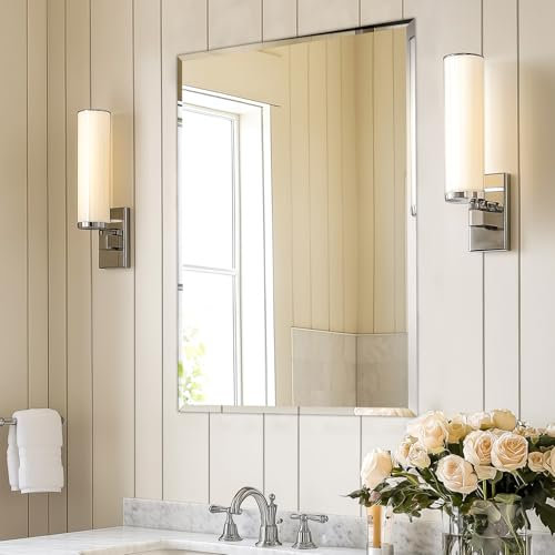 Artloge Spiegel Wand dekorative Flurspiegel 60×80 cm, Wohnzimmer Spiegel Rechteckig Dekospiegel Silber abgeschrägter Spiegel HD Hochwertiger Hängespiegel für Wohnzimmer Schlafzimmer Badezimmer