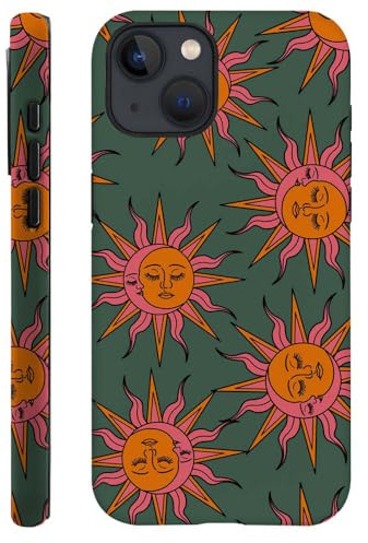 DAIZAG Case Compatible with for iPhone 15 Plus,Pink Orange Sun Moon Faces Phone Case for iPhone 15 Plus for Girl Women Boy Men