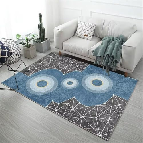 deko jugendzimmer Jungen Zimmer Einrichtung modern Grau-blau gewellte Kurve Dekoration Wohnzimmer Schlafzimmer Teppich pflegeleicht Teppich kurzflor 180X280CM