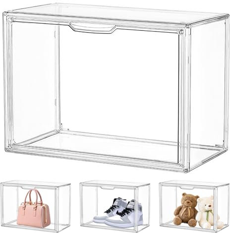 Vetrinetta Espositiva in Acrilico Trasparente - Vetrina per Collezioni - Figure Display Cabinet - Perfetta per Figurine, Borse, Scarpe, Anti-Polvere con Porta Magnetica e Maniglia - 36x27x23 cm