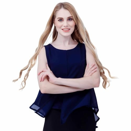 ChillSabai Still-Crop-Top aus Chiffon – Kurzes Stilloberteil mit Reißverschluss – Elegantes & Atmungsaktives Still-Top für den Sommer (Nicht für Schwangerschaft geeignet) – S-M, Marineblau