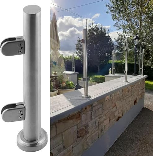 ELzEy Poteau de balustrade en verre Poteaux de balustrade, pinces de poteau de garde-corps en verre, poteau de garde-corps en verre, poteau de clôture d'escalier de patio pour balustrade en verre, bal