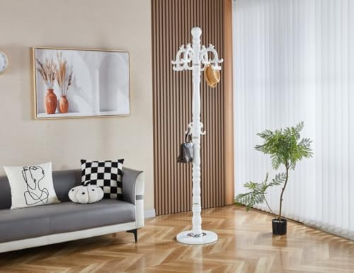 Modernique Vintage Style Coat Stand Rack in White Black Brown & Grey 198 cm Tall (White)